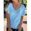 imageCicy Bell Womens Ruffle Short Sleeve Sweater Summer Lightweight V Neck Knit TShirts Trendy Casual Pullover TopsBlue