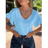 imageCicy Bell Womens Ruffle Short Sleeve Sweater Summer Lightweight V Neck Knit TShirts Trendy Casual Pullover TopsBlue