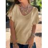 imageCicy Bell Womens Ruffle Short Sleeve Sweater Summer Lightweight V Neck Knit TShirts Trendy Casual Pullover TopsKhaki