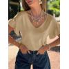 imageCicy Bell Womens Ruffle Short Sleeve Sweater Summer Lightweight V Neck Knit TShirts Trendy Casual Pullover TopsKhaki