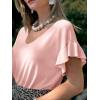 imageCicy Bell Womens Ruffle Short Sleeve Sweater Summer Lightweight V Neck Knit TShirts Trendy Casual Pullover TopsPink