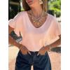 imageCicy Bell Womens Ruffle Short Sleeve Sweater Summer Lightweight V Neck Knit TShirts Trendy Casual Pullover TopsPink