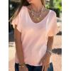 imageCicy Bell Womens Ruffle Short Sleeve Sweater Summer Lightweight V Neck Knit TShirts Trendy Casual Pullover TopsPink