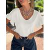 imageCicy Bell Womens Ruffle Short Sleeve Sweater Summer Lightweight V Neck Knit TShirts Trendy Casual Pullover TopsWhite