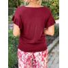imageCicy Bell Womens Ruffle Short Sleeve Sweater Summer Lightweight V Neck Knit TShirts Trendy Casual Pullover TopsWine Red