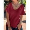 imageCicy Bell Womens Ruffle Short Sleeve Sweater Summer Lightweight V Neck Knit TShirts Trendy Casual Pullover TopsWine Red