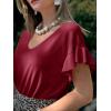 imageCicy Bell Womens Ruffle Short Sleeve Sweater Summer Lightweight V Neck Knit TShirts Trendy Casual Pullover TopsWine Red