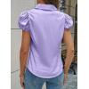 imageCicy Bell Womens Short Puff Sleeve Button Down Shirts Summer V Neck Ruched Cotton Tops Casual Dressy Slim Fit BlousesLight Purple
