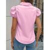 imageCicy Bell Womens Short Puff Sleeve Button Down Shirts Summer V Neck Ruched Cotton Tops Casual Dressy Slim Fit BlousesPink