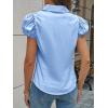 imageCicy Bell Womens Short Puff Sleeve Button Down Shirts Summer V Neck Ruched Cotton Tops Casual Dressy Slim Fit BlousesSky Blue