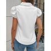 imageCicy Bell Womens Short Puff Sleeve Button Down Shirts Summer V Neck Ruched Cotton Tops Casual Dressy Slim Fit BlousesWhite