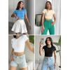 imageCicy Bell Womens Short Sleeve Crop Tops Summer Fitted Ribbed Knit Tee Shirts Trendy Casual Y2k Going Out ShirtsWhite