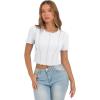 imageCicy Bell Womens Short Sleeve Crop Tops Summer Fitted Ribbed Knit Tee Shirts Trendy Casual Y2k Going Out ShirtsWhite