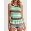 imageCicy Bell Womens Striped Sweater Vest Summer Casual Sleeveless Ruffle Knit Tank Tops Crew Neck Lightweight ShirtsCyanblue
