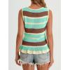 imageCicy Bell Womens Striped Sweater Vest Summer Casual Sleeveless Ruffle Knit Tank Tops Crew Neck Lightweight ShirtsCyanblue