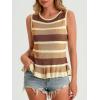 imageCicy Bell Womens Striped Sweater Vest Summer Casual Sleeveless Ruffle Knit Tank Tops Crew Neck Lightweight ShirtsKhaki