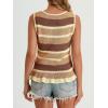 imageCicy Bell Womens Striped Sweater Vest Summer Casual Sleeveless Ruffle Knit Tank Tops Crew Neck Lightweight ShirtsKhaki