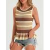 imageCicy Bell Womens Striped Sweater Vest Summer Casual Sleeveless Ruffle Knit Tank Tops Crew Neck Lightweight ShirtsKhaki