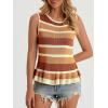 imageCicy Bell Womens Striped Sweater Vest Summer Casual Sleeveless Ruffle Knit Tank Tops Crew Neck Lightweight ShirtsMustard