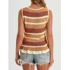 imageCicy Bell Womens Striped Sweater Vest Summer Casual Sleeveless Ruffle Knit Tank Tops Crew Neck Lightweight ShirtsMustard
