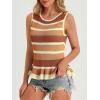 imageCicy Bell Womens Striped Sweater Vest Summer Casual Sleeveless Ruffle Knit Tank Tops Crew Neck Lightweight ShirtsMustard