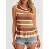 imageCicy Bell Womens Striped Sweater Vest Summer Casual Sleeveless Ruffle Knit Tank Tops Crew Neck Lightweight ShirtsMustard