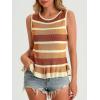 imageCicy Bell Womens Striped Sweater Vest Summer Casual Sleeveless Ruffle Knit Tank Tops Crew Neck Lightweight ShirtsMustard