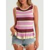 imageCicy Bell Womens Striped Sweater Vest Summer Casual Sleeveless Ruffle Knit Tank Tops Crew Neck Lightweight ShirtsPink