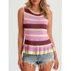 imageCicy Bell Womens Striped Sweater Vest Summer Casual Sleeveless Ruffle Knit Tank Tops Crew Neck Lightweight ShirtsPink