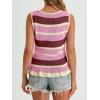 imageCicy Bell Womens Striped Sweater Vest Summer Casual Sleeveless Ruffle Knit Tank Tops Crew Neck Lightweight ShirtsPink