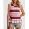 imageCicy Bell Womens Striped Sweater Vest Summer Casual Sleeveless Ruffle Knit Tank Tops Crew Neck Lightweight ShirtsPink