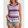 imageCicy Bell Womens Striped Sweater Vest Summer Casual Sleeveless Ruffle Knit Tank Tops Crew Neck Lightweight ShirtsPurple