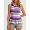 imageCicy Bell Womens Striped Sweater Vest Summer Casual Sleeveless Ruffle Knit Tank Tops Crew Neck Lightweight ShirtsPurple
