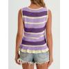 imageCicy Bell Womens Striped Sweater Vest Summer Casual Sleeveless Ruffle Knit Tank Tops Crew Neck Lightweight ShirtsPurple
