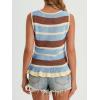 imageCicy Bell Womens Striped Sweater Vest Summer Casual Sleeveless Ruffle Knit Tank Tops Crew Neck Lightweight ShirtsSky Blue