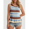 imageCicy Bell Womens Striped Sweater Vest Summer Casual Sleeveless Ruffle Knit Tank Tops Crew Neck Lightweight ShirtsSky Blue