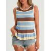 imageCicy Bell Womens Striped Sweater Vest Summer Casual Sleeveless Ruffle Knit Tank Tops Crew Neck Lightweight ShirtsSky Blue