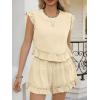 imageCicy Bell Womens Summer 2 Piece Sets Ruffle Cap Sleeve Crewneck Cropped Tops Elastic Waist Shorts 2026 Lounge OutfitsBeige