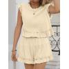 imageCicy Bell Womens Summer 2 Piece Sets Ruffle Cap Sleeve Crewneck Cropped Tops Elastic Waist Shorts 2026 Lounge OutfitsBeige