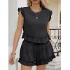 imageCicy Bell Womens Summer 2 Piece Sets Ruffle Cap Sleeve Crewneck Cropped Tops Elastic Waist Shorts 2026 Lounge OutfitsBlack