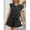 imageCicy Bell Womens Summer 2 Piece Sets Ruffle Cap Sleeve Crewneck Cropped Tops Elastic Waist Shorts 2026 Lounge OutfitsBlack