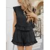 imageCicy Bell Womens Summer 2 Piece Sets Ruffle Cap Sleeve Crewneck Cropped Tops Elastic Waist Shorts 2026 Lounge OutfitsBlack
