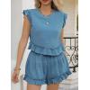 imageCicy Bell Womens Summer 2 Piece Sets Ruffle Cap Sleeve Crewneck Cropped Tops Elastic Waist Shorts 2026 Lounge OutfitsBlue