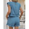 imageCicy Bell Womens Summer 2 Piece Sets Ruffle Cap Sleeve Crewneck Cropped Tops Elastic Waist Shorts 2026 Lounge OutfitsBlue
