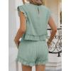 imageCicy Bell Womens Summer 2 Piece Sets Ruffle Cap Sleeve Crewneck Cropped Tops Elastic Waist Shorts 2026 Lounge OutfitsGreen