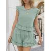 imageCicy Bell Womens Summer 2 Piece Sets Ruffle Cap Sleeve Crewneck Cropped Tops Elastic Waist Shorts 2026 Lounge OutfitsGreen