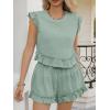 imageCicy Bell Womens Summer 2 Piece Sets Ruffle Cap Sleeve Crewneck Cropped Tops Elastic Waist Shorts 2026 Lounge OutfitsGreen