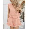 imageCicy Bell Womens Summer 2 Piece Sets Ruffle Cap Sleeve Crewneck Cropped Tops Elastic Waist Shorts 2026 Lounge OutfitsPink