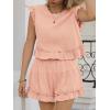 imageCicy Bell Womens Summer 2 Piece Sets Ruffle Cap Sleeve Crewneck Cropped Tops Elastic Waist Shorts 2026 Lounge OutfitsPink