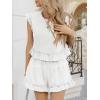 imageCicy Bell Womens Summer 2 Piece Sets Ruffle Cap Sleeve Crewneck Cropped Tops Elastic Waist Shorts 2026 Lounge OutfitsWhite